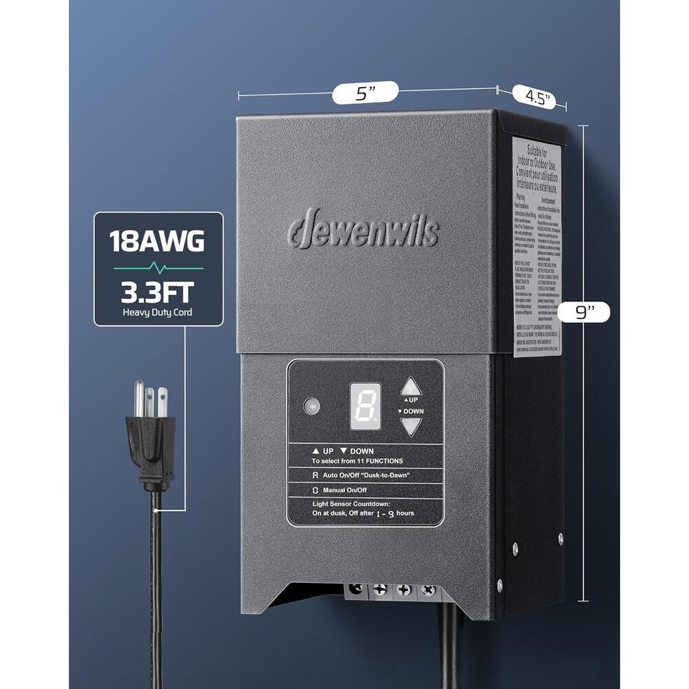 DEWENWILS 300W Low Voltage Landscape Lighting Transformer, 120V to 12/15V AC, - Picture 7 of 7